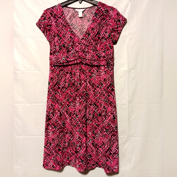 Christopher & Banks EUC Women's Dress,  Size Small, Pinks & Black, Stretchy - Picture 1 of 9